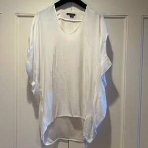 Vince, Ivory 100% Silk Cap Sleeve V-Neck Blouse Size S